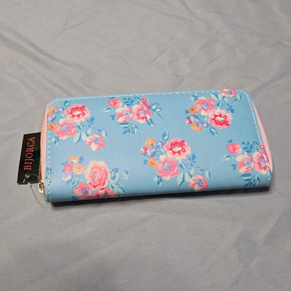 Bijorca Blue Floral Long Clutch Wallet